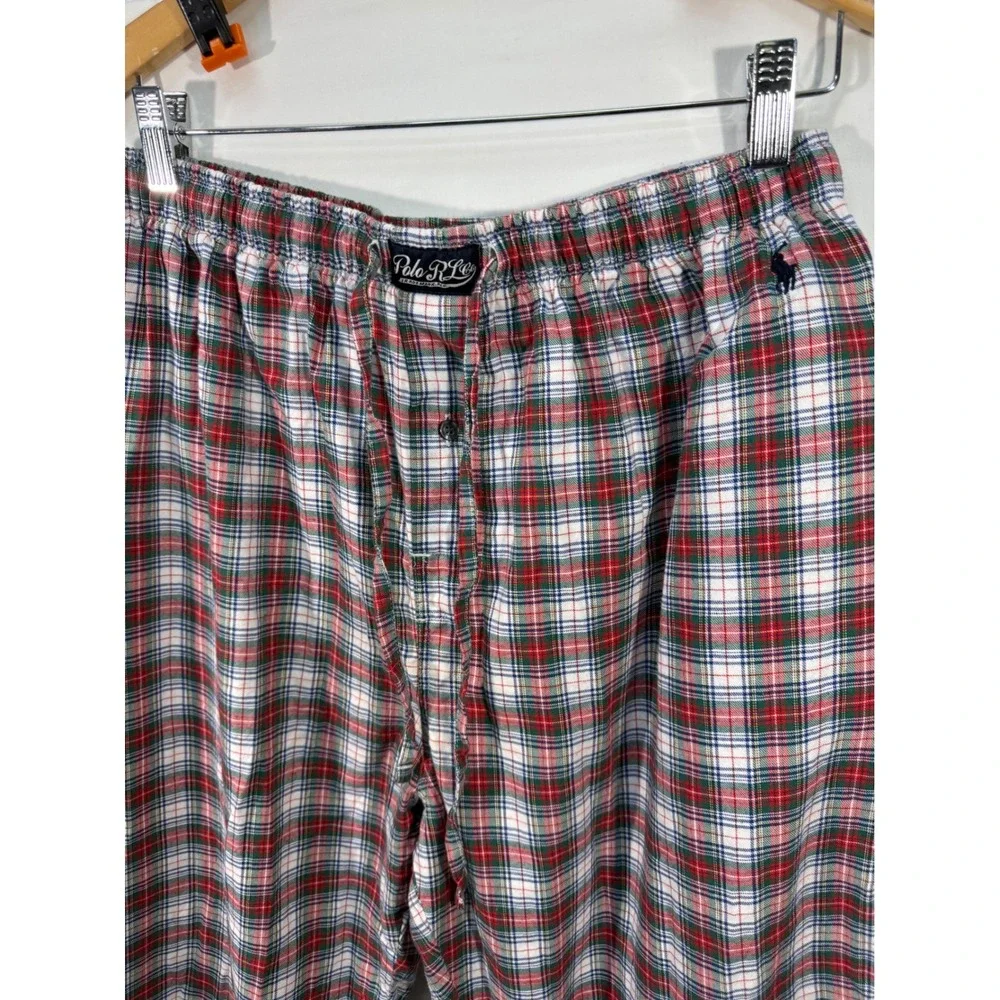 Polo Ralph Lauren Mens Plaid Pajama Pants Red Green White Cotton Large